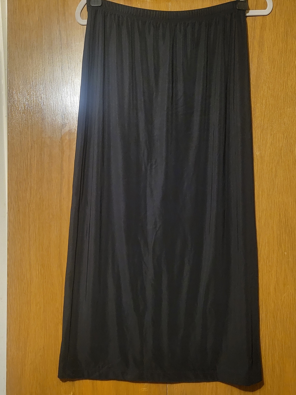 I.N. Studio Black Liquid Knit Petite Maxi Skirt with Elastic Waist